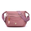 Bolso bandolera de nailon rosa empolvado con bolsillos múltiples y correa morada - Lila