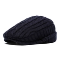 Winterse gebreide baret in marineblauw met kabelpatroon en warme voering - Marineblauw