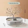 Gray antler jewelry organizer tree with drawer base for rings and necklaces - Contrast Color Set / Gray/White