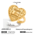 Detailansicht eines herzförmigen Edelstahlrings mit Abmessungen und Gewichtsangaben - Herz Relief Ring(JDR0108012)