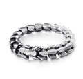 Polished silver stainless steel dragon bone bracelet for men featuring scale link texture - 19cm / Steel