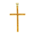 Cross pendant in golden finish with orange cubic zirconia stones inlay for necklaces - Pendant 38 (Gold Pave Orange Stone Cross)