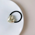 Punk style ponytail cuff with elastic band and polished gold heart-shaped metal charm - FA2676 Gold Smooth Heart