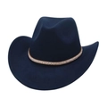 Detail of navy blue wool cowboy hat featuring a pearl and rhinestone embellished band - One Size / Navy Blue