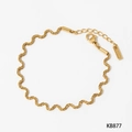 Gouden golvende roestvrijstalen armband met geweven textuur en karabijnsluiting - Armband (KB877) / Goud