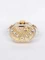 Elegant gold oval clutch bag with sparkling rhinestones, pearls and beaded strap - Gold Style 2