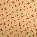 Christmas kraft wrapping paper featuring red leaping reindeer and black leaf patterns - Reindeer