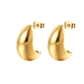 Elegant 18K gold plated stainless steel teardrop stud earrings with a polished finish - Bean Stud Earrings / Gold