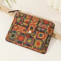 Slim cork card holder with colorful concentric patterns and multi-slot detail - Polka Dot Style