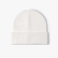 Minimalist plain white double-layered knit beanie for men and women in winter - One Size / White (23B090)