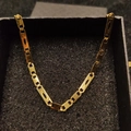 18K gold plated stainless steel chain necklace with fish cutout links in a gift box - Necklace 9