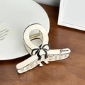 Pinza para el pelo blanco crema con lazo negro e inscripción Grace de estilo sencillo - Pequeño-8.2cm / Beige