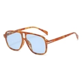 Retro pilot sunglasses with tortoiseshell frame and light blue lenses with double bridge - Tortoise Frame/Ocean Blue