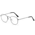Irregular gunmetal grey stainless steel sunglasses with hexagonal frames and black temple tips - Gunmetal Frame/Anti-Blue Light Lens