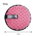 Pink 12cm round pineapple texture microfiber cleansing puff with black finger ribbon - 12cm / Pink