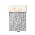Embossed white bohemian nail art stickers with baroque lace patterns, model ta-825 - White Relief Lace Style (TA825)