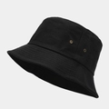Detail view of cotton bucket hat side with two metal eyelets for ventilation - One Size / Black