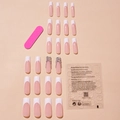 Pink French ombre press-on nails with white tips and sparkling crystal embellishments - French White Tip Pink with Rhinestones (XA-32-21)
