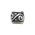 Antique silver plated alloy bead featuring intricate spiral swirls and dot patterns - 1pc Wave Pattern Bead