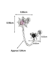 Silver stainless steel ear stud featuring a pink heart spider web and black spider chain - 8# Spider Web Silver