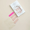 Kit de uñas francesas de almendra con base rosa, lima y almohadillas en caja de ventana - Uñas Almendras con Punta Francesa (XD-70-72)