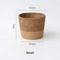 Small seagrass woven plant basket in natural two-tone finish, 15.5cm top diameter - Small (Top 15.5cm, Height 11cm, Bottom 10.5cm)