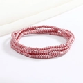 Detail of pink pearlescent beaded body chain with multi-layer seed beads on silk - Pearlescent Pink