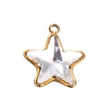 Golden stainless steel star pendant with clear faceted glass for jewelry making - White