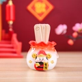 Lucky God of Wealth ceramic tray for keys and jewelry storage in festive red color - 3098 God Of Wealth - Rich / Extra Large Tray Display Series