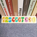 Colorful wooden Montessori number puzzle with round knobs for toddler early education - Numbers 0-9 Board 33.8*7*2cm