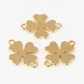 Lot de trois breloques trèfle plaquées or pour la création de bijoux DIY et artisanat - Trèfle à quatre feuilles / Plaqué Or
