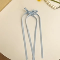 Eleganter hellblauer Doppelbogen-Haarclip mit langen Satinbändern für Damen - Blau