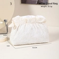 White cloud-shaped cosmetic bag with floral embroidery, size 18.5x14x7cm, 33.5g - White Cloud Bag