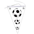 Soccer party pennant banner with 10 classic black and white flags for event decoration - Soccer Pennant Banner 10PCS