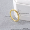 Bague fine en cuivre avec placage d'or triple couche et zircons micro-sertis - 21 Zircons Taille 7