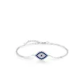 S925 sterling silver evil eye bracelet with blue cubic zirconia stones and adjustable chain - Evil Eye Exquisite Style (RHB1957)