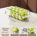 Medium size thick PET fridge organizer with drainage waves and wheels for fruit storage - Medium Wheels Thickened / Clear White