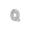 Balloon style letter Q pendant in silver finish with pavé set sparkling crystals - Letter Q / Silver