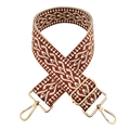 Détail de la bandoulière jacquard marron et beige de 5 cm avec crochets dorés - Brun Foncé