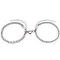 Minimalist silver-finish alloy Cuban link couple bracelets with magnetic heart charm - Stainless Steel Reversible Chain / 1 Pair Pack