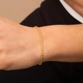 Elegante 18K vergulde roestvrijstalen koordarmband met een klassieke gedraaide textuur - 2mm Touwketting Armband