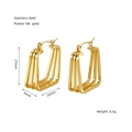 Irregular geometric hoop earrings with 18K gold plating over stainless steel - Triple Layer Rectangular Style (ZX1274)