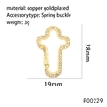 Gold plated cross spring buckle with inlaid cubic zirconia crystals for jewelry making - Cross Style (P00229)
