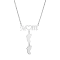 Collana MOM in acciaio inossidabile argento con cuore e due ciondoli a piedini - Cuore Semplice / 1 Impronta / Color Acciaio