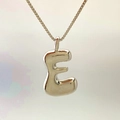 Balloon bubble style letter E pendant necklace in polished silver plating with box chain - Letter E / Silver