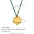 18K vergulde roestvrijstalen ketting met groene natuursteen en zonnehanger - Natuursteen Zon Hanger-Goud(N3630)