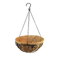 Hanging metal wire planter with natural coco fiber liner and black metal chains - Heart Basket