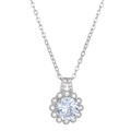 Elegante silberne Sonnenblumen-Halskette mit zentralem Kristall-Anhänger für Damen - Silbernes Blumendesign (5694)