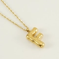 Golden 3D puffy bubble letter F pendant necklace with minimalist stainless steel chain - Letter F [Gold]