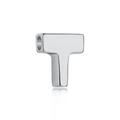 Polished silver S925 heart-shaped pendant with T-letter charm on white background - White Gold DY130024 (T)